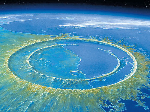 long-lasting An illustration of the Chicxulub crater soon after the impact, 66 million years ago. courtesy: detlev van ravenswaay/science source