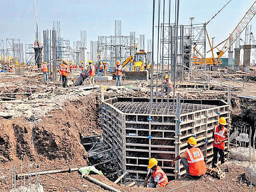 File photo of different stages of construction work on Interim Secretariat at Velagapudi under Amaravati