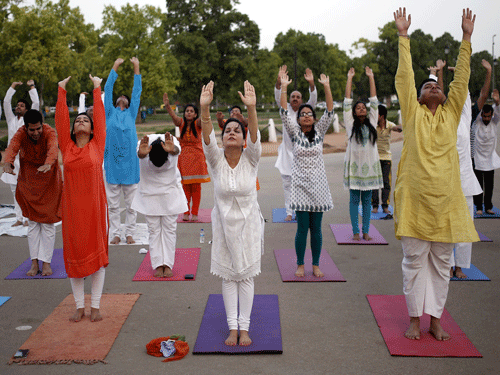There has been a controversy over this asana, with Muslim groups saying their faith does not allow such a practice. reuters file photo