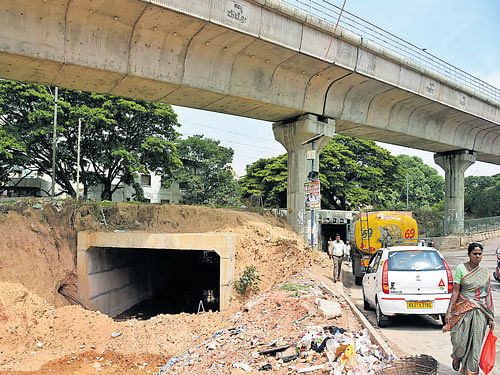 work in progress: The new underpass coming up at Srirampuram, DH&#8200;photo