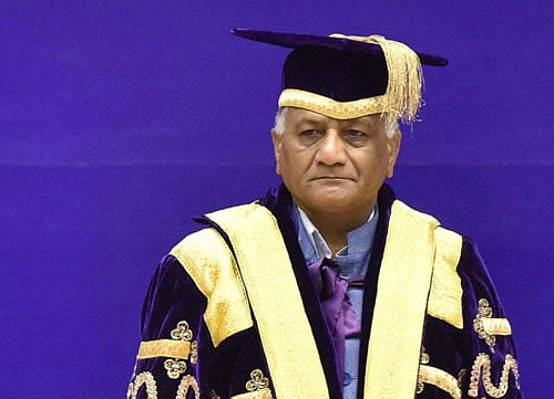 MoS for External Affairs V K Singh at the convocation of South Asian University at Vigyan Bhawan in New Delhi on Saturday. PTI Photo