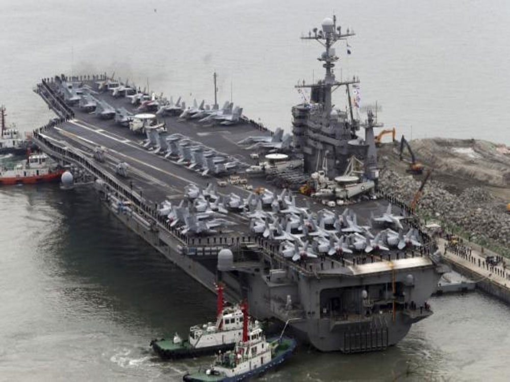 The 100,000 ton Stennis, which carries F-18 fighter jets, joined nine other naval ships including a Japanese helicopter carrier and Indian frigates in seas off the Japanese Okinawan island chain. Sub-hunting patrol planes launched from bases in Japan are also participating in the joint annual exercise dubbed Malabar. Reuters file photo