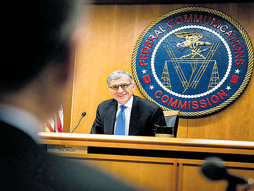 A file photo of Federal  Communications Commission  Chairman Tom Wheeler addressing the media on net neutrality in Washington. INYT