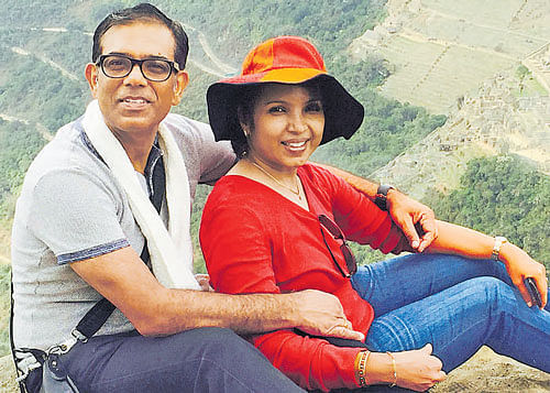 The author with wife Deepti at Huayna Picchu.