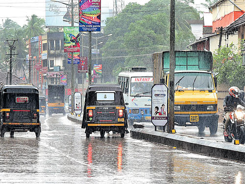 It rained throughout the day in Mangaluru on Friday.