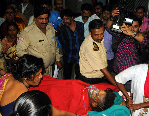 The Nigerian woman who created ruckus at KC General  Hospital, being taken to Nimhans on Monday. DH photo