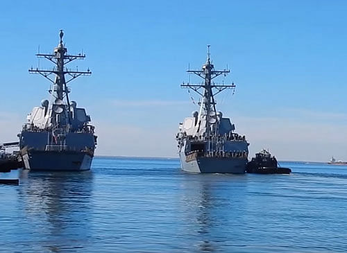 The ministry added that the crew abroad the USS Gravely had committed a 'gross violation of international rules on the prevention of collisions at sea'. Video grab