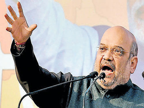 Shah claimed that Kumar is campaigning in the state to help the ruling Samajwadi Party to form its government yet again by dividing the votes and stopping BJP to win. pti file photo