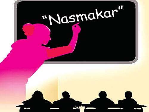 This Ruby, a teacher, can't write 'Namaskar' in Hindi correctly