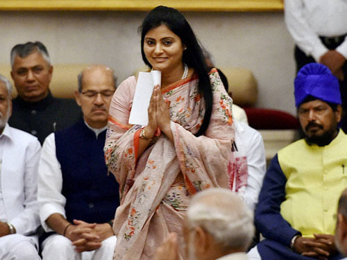 Apna Dal leader Anupriya Patel before being sworn-in as Minister of State at a ceremony at Rashtrapati Bhavan in New Delhi on Tuesday. PTI Photo