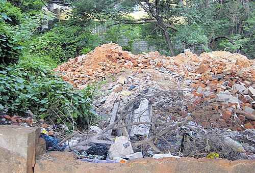The garbage dumping yard on Binny Crescent Road has turned into a breeding ground for mosquitoes and den of  illegal activities. dh photo. DH PHOTO