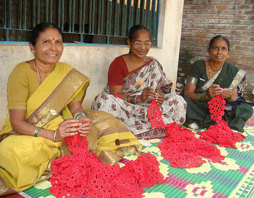 Godavari delta women make laces at their homes.