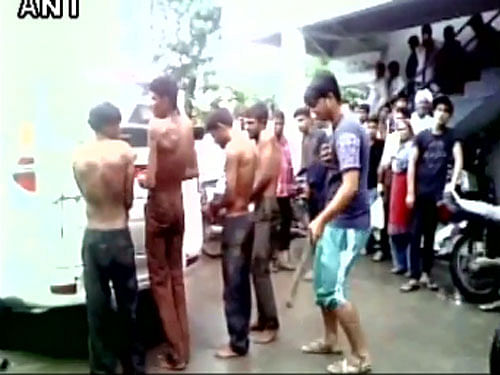 The five were dragged for almost a kilometre by some cow protection vigilantes before being handed over to the police. A video of the incident, reportedly shot by one of the perpetrators, went viral on social media, forcing the local authorities to initiate action against the culprits. Screengrab