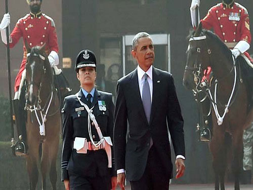 Thakur led an Inter-Service Guard of Honour last year when President Obama visited India in January. Image courtesy Twitter.