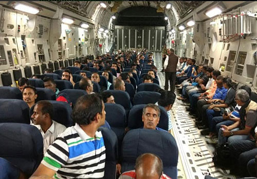 First IAF aircraft from South Sudan landed in Thiruvananthapuram. Photo credit: Twitter