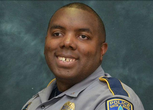 This undated photo made available by the Baton Rouge Police Dept. shows officer Montrell Jackson. Jackson, 32, has been identified as one of the police officers killed in a shooting early on Sunday in Baton Rouge, Louisiana. file photo