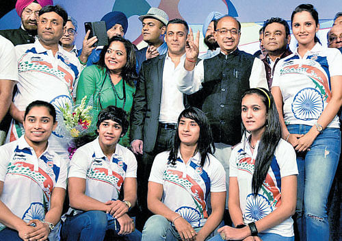 all smiles Rio bound Indian athletes pose during a farewell function organised by IOA on Monday. pti
