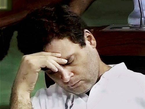 NAP TIME: Congress vice-president Rahul Gandhi in the Lok Sabha in New Delhi on Wednesday. PTI