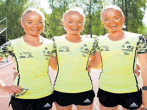 Triple threat (From left) Luik sisters Leila, Liina and Lily will become the first triplets to compete at an Olympic Games when they take part in the marathon race at Rio. AFP