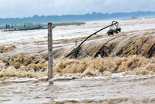 lood water near Manas National Park in  Baksa district of Assam on Monday. PTI Photo