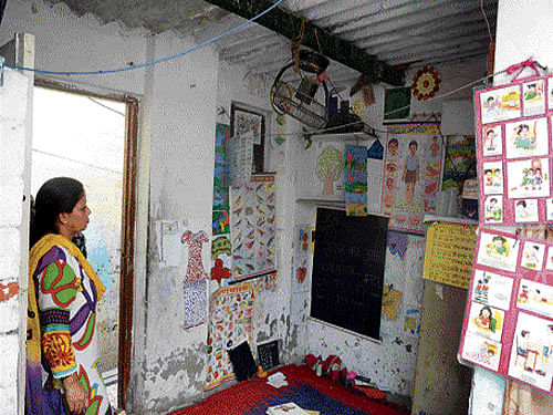 An anganwadi centre without any children or any activities in New Delhi. DH photos