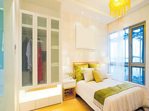 smart Mirrored wardrobes help you save the space for a separate mirror in the room.