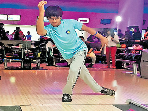 on target Misam Rizvi of Karnataka in action at the  Bangalore Open in Blu-O Orion Mall on Thursday.