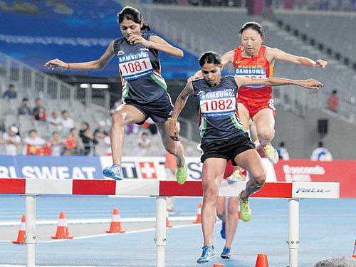 Lalita Babar, Sudha Singh (3000M steeplechase)  File photo.