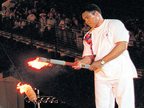 befitting Legendary boxer Muhammad Ali lit the Olympic flame during the opening ceremony of the Atlanta Games.