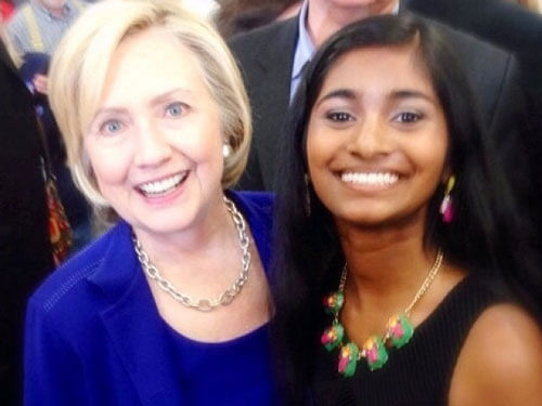 Sruthi Palaniappan with Hillary Clinton. Courtesy: gofundme.com