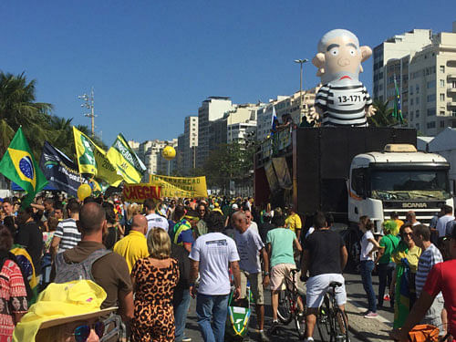 Protesters turned out for lightly attended demonstrations in Rio against embattled President Dilma Rousseff five days before the start of the 2016 Olympic Games. Courtesy: Twitter