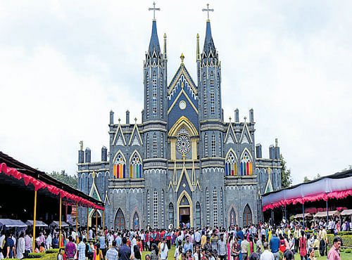 The front view of the shrine of St Lawrence at Attur in Karkala , which was proclaimed as the Minor Basilica on Monday