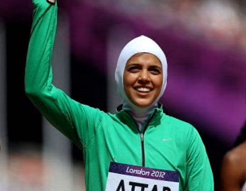 Attar turned heads in the head-to-toe outfit she patched together with her mother to race in the 800 metres at the 2012 London Games, where she was one of the first Saudi women Olympians. Screen grab