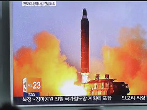 North Korea today test-fired a ballistic missile towards the Sea of Japan, South Korea said, in an apparent show of force against the planned deployment of a US missile defence system. Courtesy: Twitter
