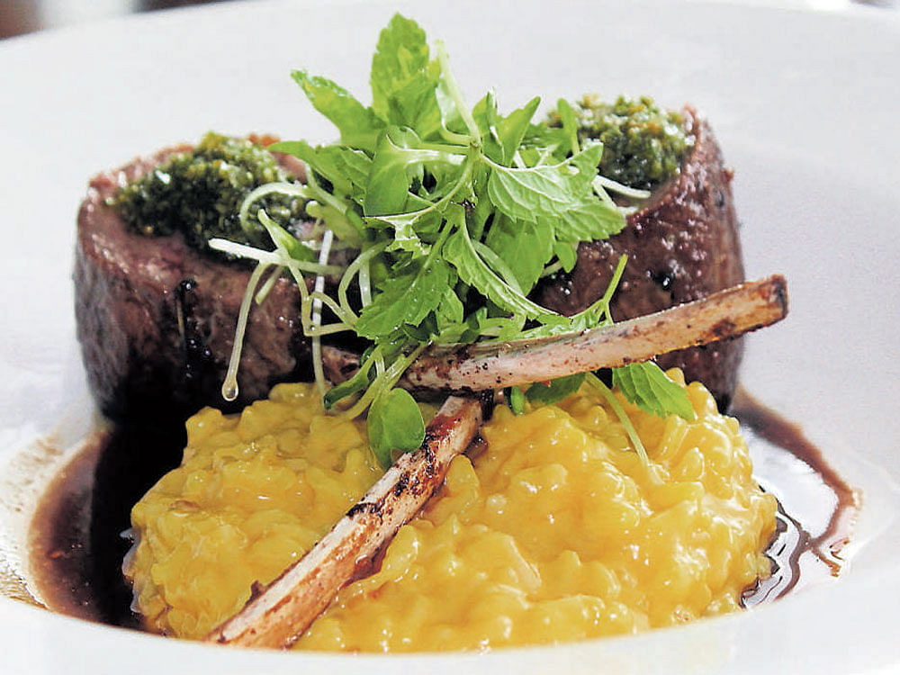 'Grilled Lamb Chops with Risotto Milanese'