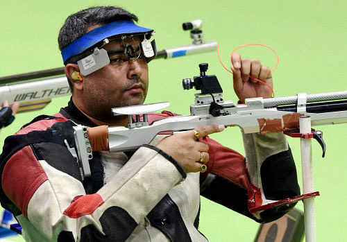 India's shooting player Gagan Narang at practice session during the Rio Olympic 2016 at Rio de Janeiro, Brazil on Saturday. PTI Photo