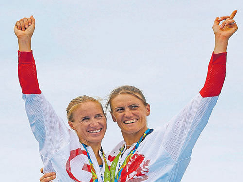 power of two Helen Glover (left) and Heather  Stanning of Britain celebrate after their win. Reuters