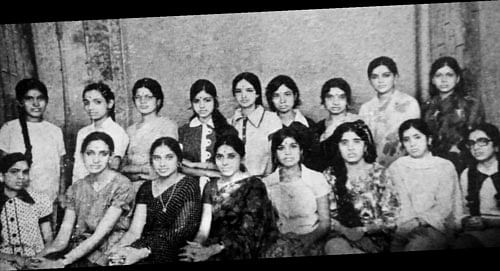 (Sitting, from left) Sudha B K, Prabha K Y, Usha Devi, Rama Devi, Nalini P A, Geetha Rao B S, Hansalatha Kumari and Gayathri Kulkarni. (Standing) Ramadevi A, Uma V, Sukanya B L, the author, Deria Chakraborty, Kalaivani B, Nirmala M A, Jayashree B S and Jayamala Lajmi.