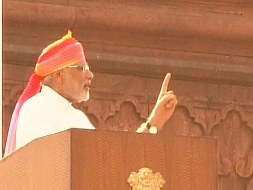 Prime Minister Narendra Modi  at Red Fort. ANi