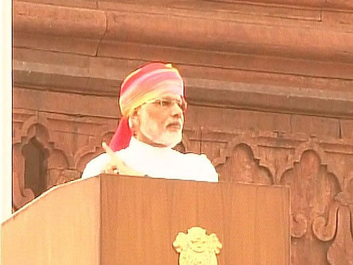 Prime Minister Narendra Modi at the Red Fort. ANI