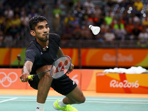 Srikanth Kidambi (IND) of India plays against Lin Dan (CHN) of China. Reuters Photo.