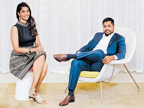 growing together: Shradha Agarwal and Rishi Shah, the founders of ContextMedia, struggled to get their now-thriving healthcare media company through early lean years and now are helping other startups to do likewise, through their angel fund Jumpstart Ventures. nyt