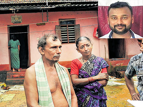 Top: Vasu and Baby, parents   of Praveen Poojary (Top), grieve over their son's death.