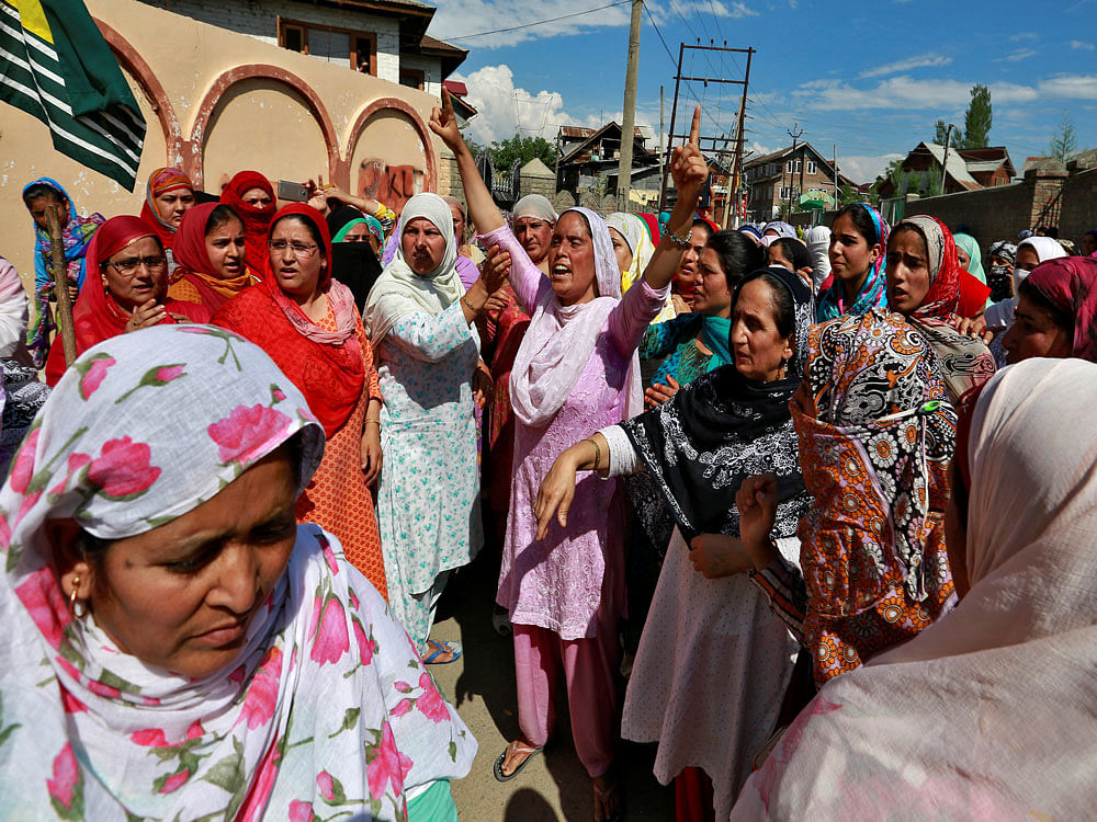 Kashmiri women protest civilian killings in Srinagar on Friday. Reuters
