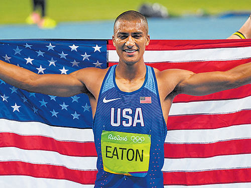 tenacious Ashton Eaton after winning the second Olympic decathlon gold. DH photo