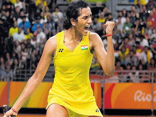 a silver lining : India's PV Sindhu produced a valiant effort in the final before bowing to the brilliance of Spain's Carolina Marin in the final on Friday. dh photo/ k n shanth kumar