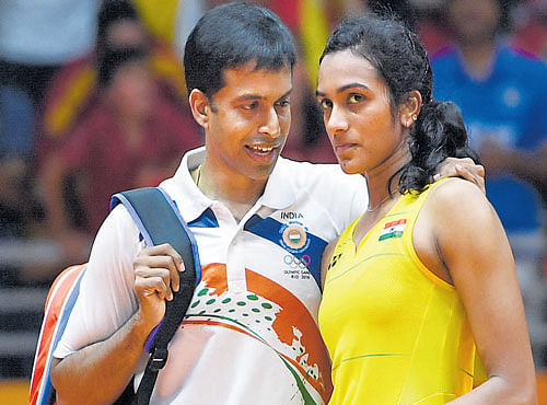 Pullela Gopichand and  PV Sindhu. DH photo