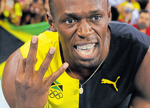 Usain Bolt achieved 'immortality' with a third successive three-gold haul in the sprints. k n shanth kumar