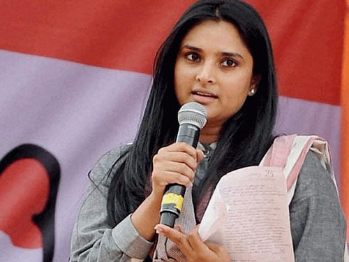 As Ramya's remarks triggered a bitter backlash on social media and BJP and ABVP workers staged protests terming her remarks anti-national, the actress stood her ground in Bengaluru today. File photo