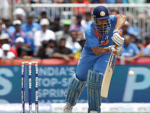 India's MS Dhoni bats during the first Twenty20 international cricket match against the West Indies, Saturday, Aug. 27, 2016, in Lauderhill, Fla.AP/PTI